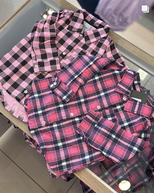 CAMISA MANGA LONGA XADREZ COM BOLSO E BOTÕES MENINA ANGERÔ