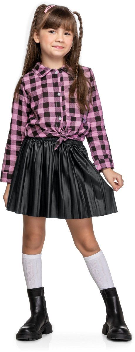 CAMISA MANGA LONGA XADREZ COM BOLSO E BOTÕES MENINA ANGERÔ