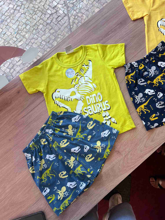 CONJUNTO MANGA CURTA PIJAMA MEIA MALHA MENINO ANGERO