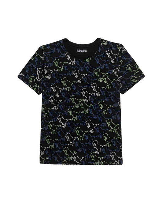 CONJUNTO PIJAMA MANGA CURTA E BERMUDA DINOSSAUROS MENINO ONDA MARINHA 40PRO50