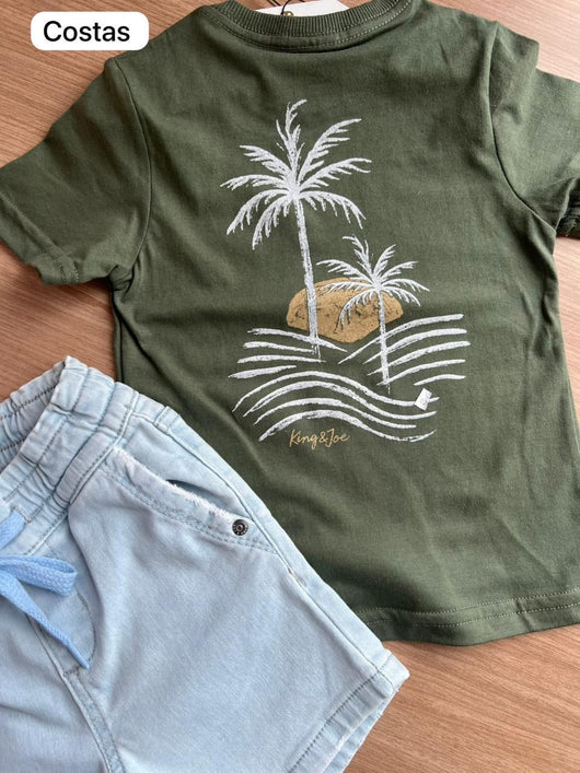 CAMISETA MANGA CURTA COQUEIRO PRAIA MENINO KING&JOE