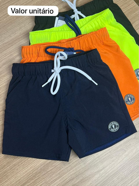 BERMUDA BOLSO CORDÃO ELÁSTICO CÓS NYLON PRAIA AUTHENTIC MENINO ONDA MARINHA