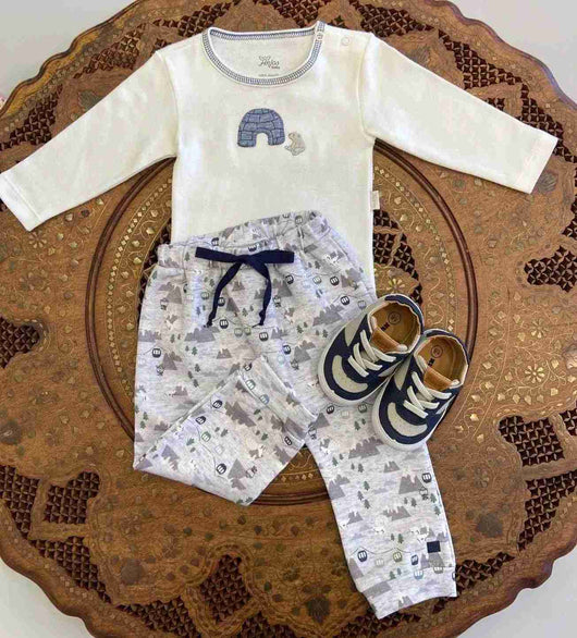 CONJUNTO BODY MANGA LONGA E CALCA URSO NEVE MENINO ANJOS BABY PRO45