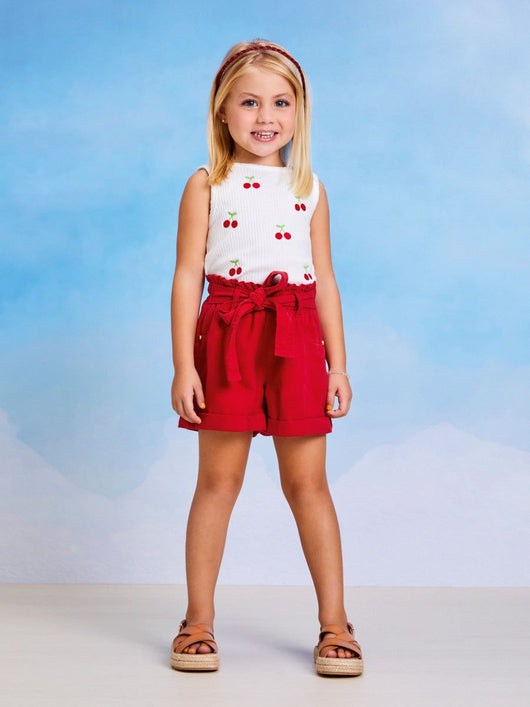 SHORT EM SARJA COM BARRA DOBRADA E CINTO FAIXA MENINA MOMI PRO45