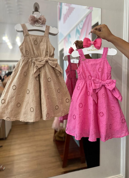 VESTIDO DE ALCA EM LAISE FLORAL E LACO MENINA FAKINI PRO25
