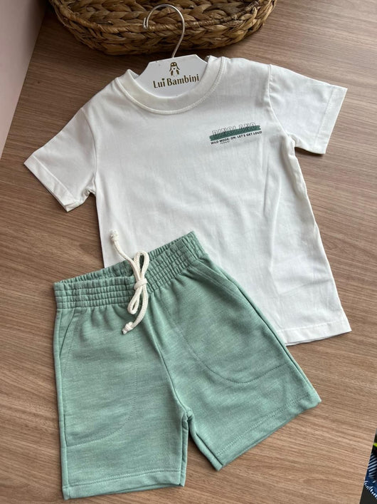 CONJUNTO CAMISETA MANGA CURTA DINO DINOSSAUROS E BERMUDA MENINO DIVERTTO