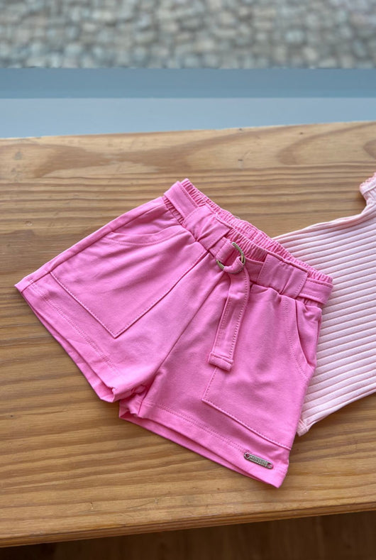SHORT LISO COM BOLSO E CINTO MENINA CATAVENTO