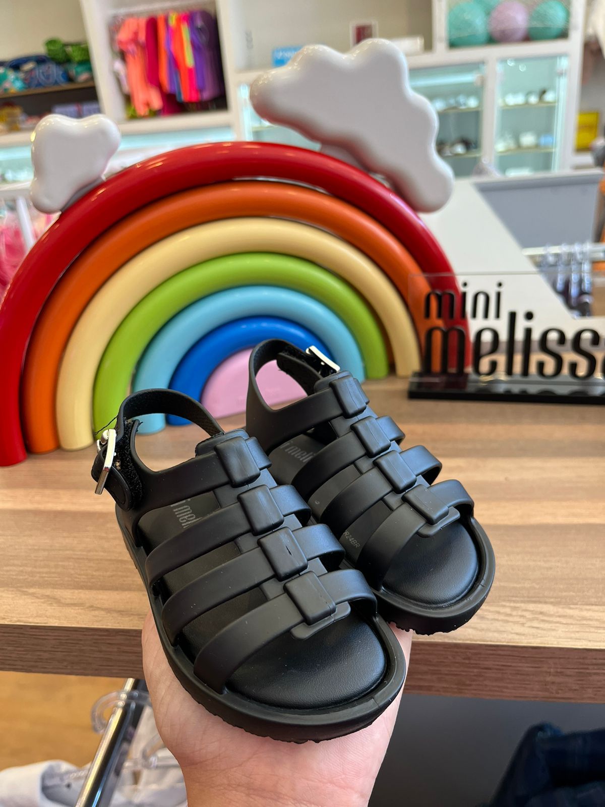 SANDÁLIA MINI MELISSA FLOX FOSCA COM VELCRO MENINA MELISSA