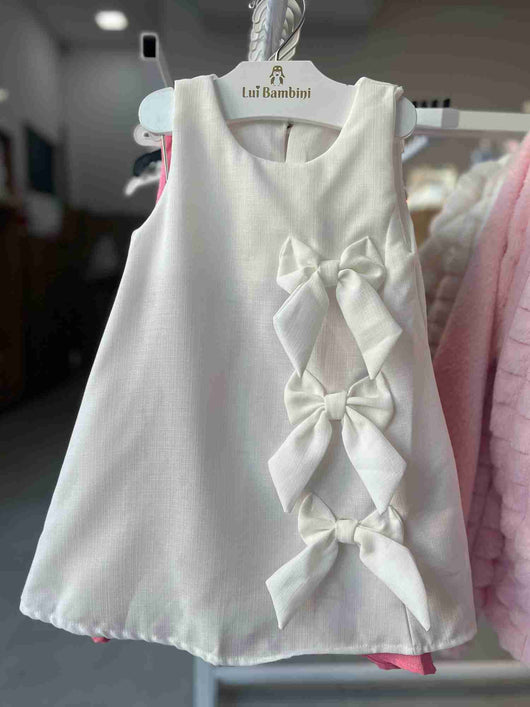 VESTIDO REGATA TRAPÉZIO TRÊS LAÇOS LISO MENINA LUI BAMBINI