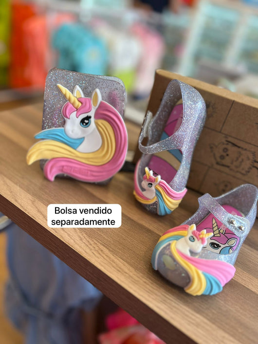 SAPATILHA MINI MELISSA ULTRAGIRL UNICÓRNIO GLITTER COM VELCRO MENINA MELISSA
