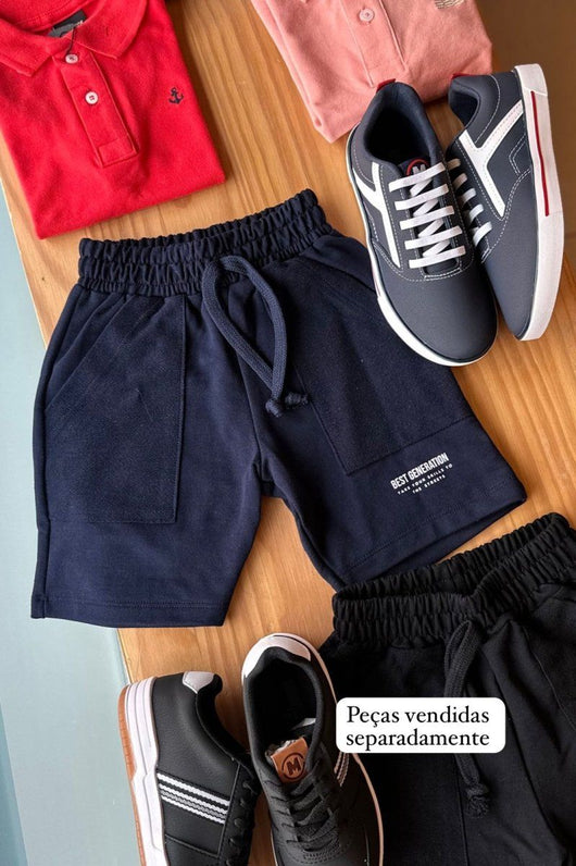 BERMUDA EM MOLETINHO COM BOLSOS E CORDÃO BEST GENERATION MENINO FAKINI