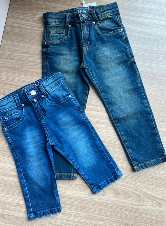 CALÇA JEANS FECHAMENTO INTERNO E BOLSOS MENINO DUDES
