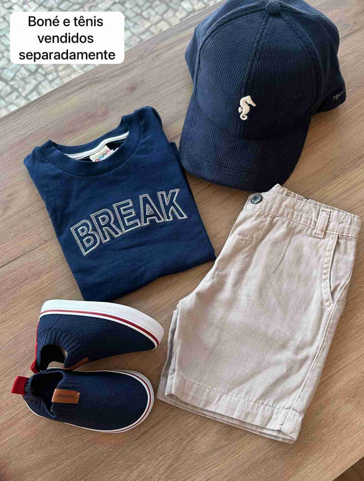 CONJUNTO MC BREAK E BERMUDA SARJA MENINO HAVE FUN