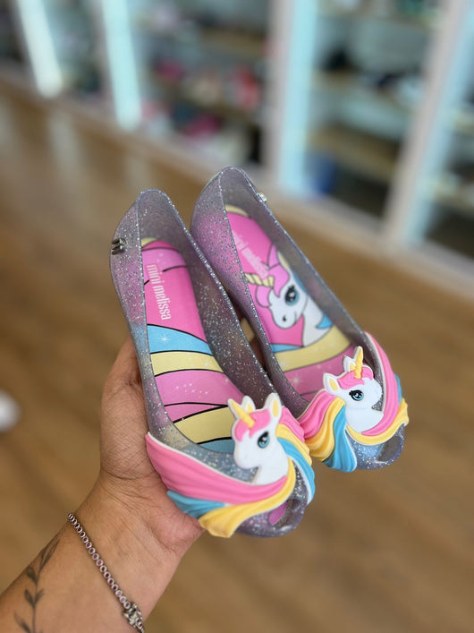 SAPATILHA MINI MELISSA ULTRAGIRL UNICÓRNIO GLITTER MENINA MELISSA