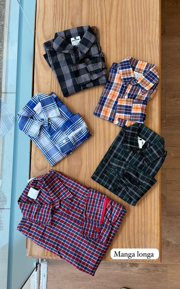 CAMISA MANGA LONGA XADREZ QUADRICULADA BOTÕES UNISSEX LUI BAMBINI