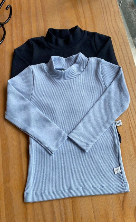 BLUSA MANGA LONGA BÁSICA COM GOLA ALTA EM RIBANA MENINA HAVE FUN