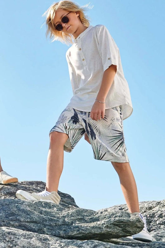 CAMISA MANGA 3/4 GOLA PADRE EM LINHO MENINO JOHNNY FOX PRO45