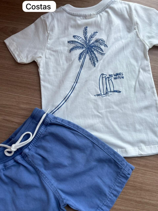 CONJUNTO CAMISETA MANGA CURTA SURF RIDERS E BERMUDA MENINO HAVE FUN