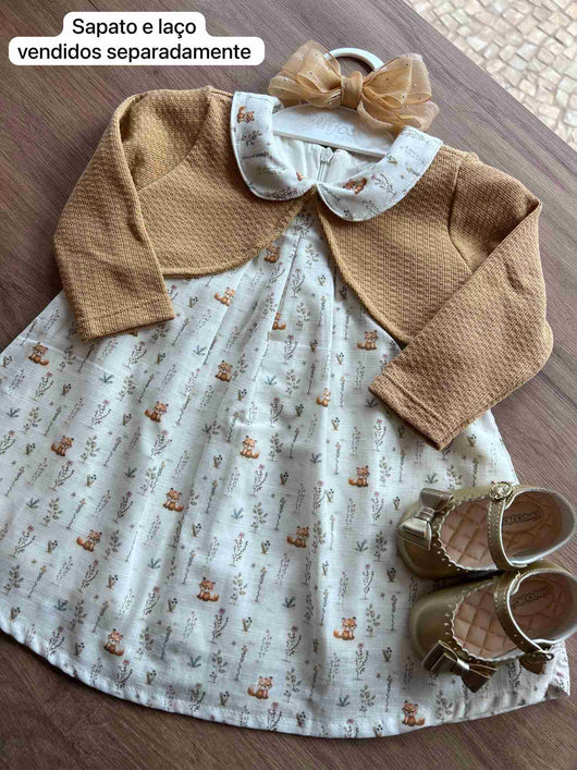 VESTIDO MANGA CURTA MAQUINETADO COLETE MENINA ANJOS BABY