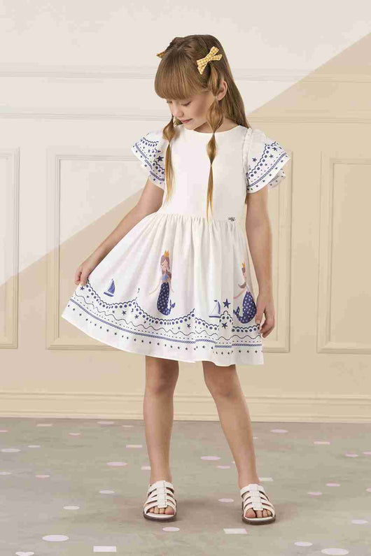 VESTIDO MANGA CURTA AMARRACAO SEREIA BABADOS MENINA MON SUCRE PRO25