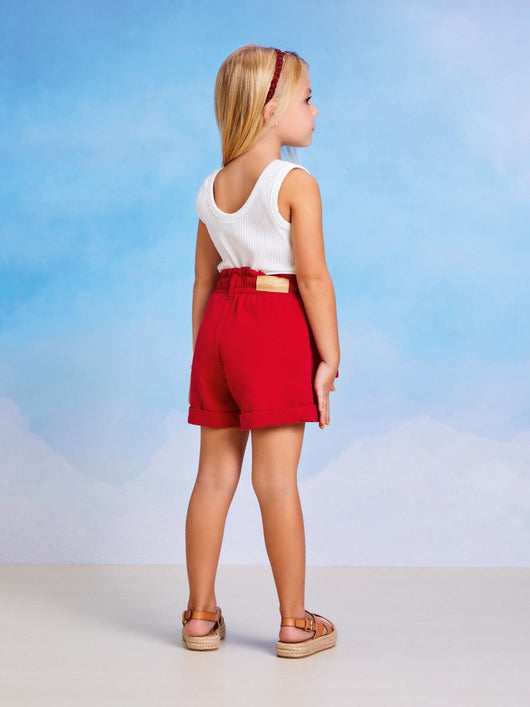 SHORT EM SARJA COM BARRA DOBRADA E CINTO FAIXA MENINA MOMI PRO45