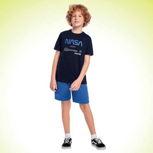 CONJUNTO CAMISETA MANGA CURTA NASA EXPLORATION E BERMUDA BOLSO MENINO FAKINI - CONJUNTO INFANTIL MASCULINO - CONJUNTO MENINO - MENINO