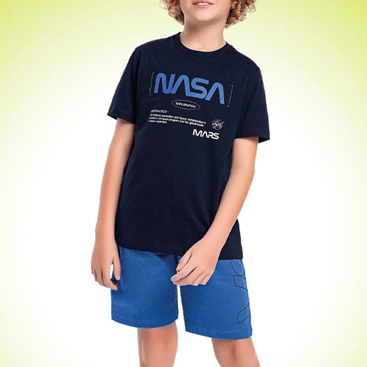 CONJUNTO CAMISETA MANGA CURTA NASA EXPLORATION E BERMUDA BOLSO MENINO FAKINI - CONJUNTO INFANTIL MASCULINO - CONJUNTO MENINO - MENINO