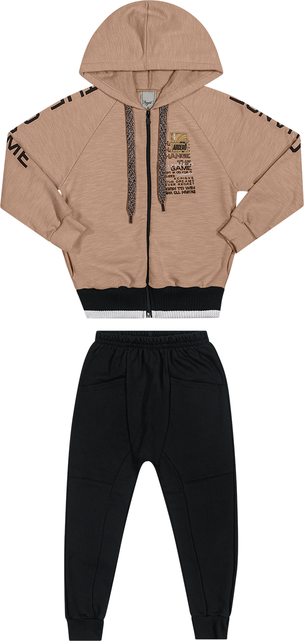 CONJUNTO MOLETOM MANGA LONGA CAPUZ ZÍPER E CALÇA CHANGE THE GAME MENINO ANGERÔ