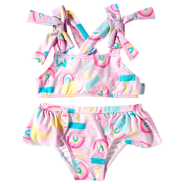CONJUNTO BIQUINI COM AMARRAÇÃO E CALCINHA SORVETES UV50+ MENINA TIP TOP - BIQUINI PRAIA - CONJUNTO PRAIA MENINA - MENINA