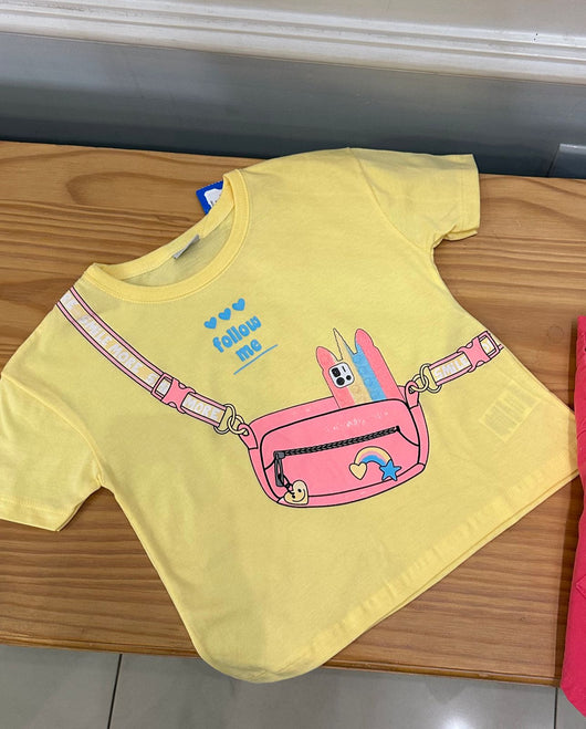 CONJUNTO BLUSA MANGA CURTA POCHETE UNICÓRNIO GLITTER COM SHORT SARJA MENINA FAKINI - CONJUNTO INFANTIL FEMININO - CONJUNTO MENINA - MENINA