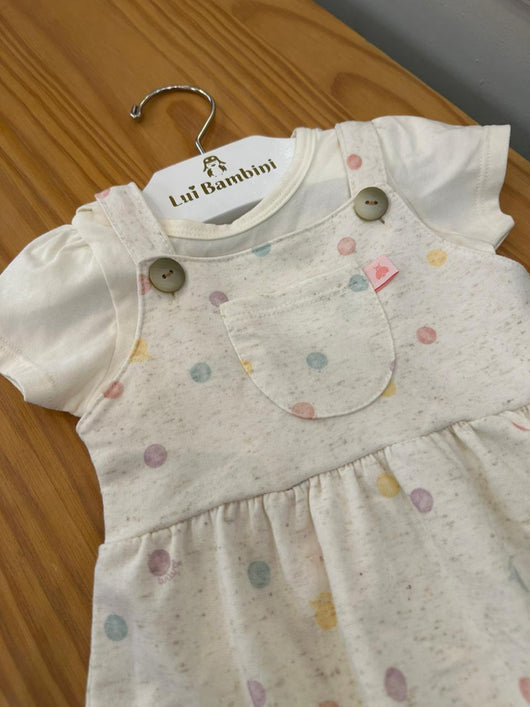 CONJUNTO BODY MANGA CURTA COM SALOPETE BOLSO POÁ COLORIDO MENINA SOMNII - CONJUNTO INFANTIL FEMININO - CONJUNTO MENINA - MENINA