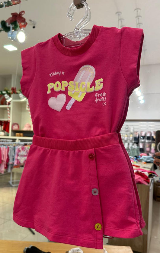 CONJUNTO BLUSA MANGA CURTA PICOLÉ E CORAÇÃO E SHORT SAIA BOTÕES MENINA ALENICE - CONJUNTO INFANTIL FEMININO - CONJUNTO MENINA - MENINA