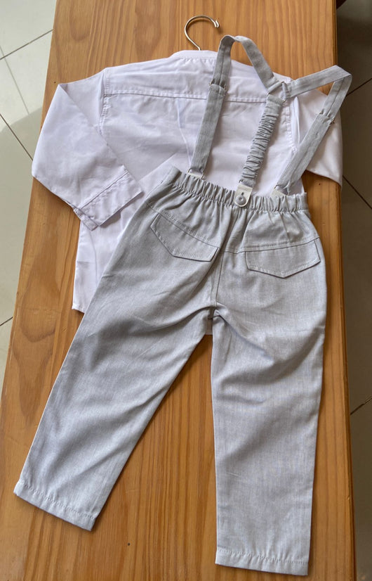 CONJUNTO BATIZADO BATA MANGA LONGA COM CALÇA E SUSPENSÓRIO MENINO POLO INFANTI - BATA MENINO - BATIZADO MENINO - CALÇA MENINO