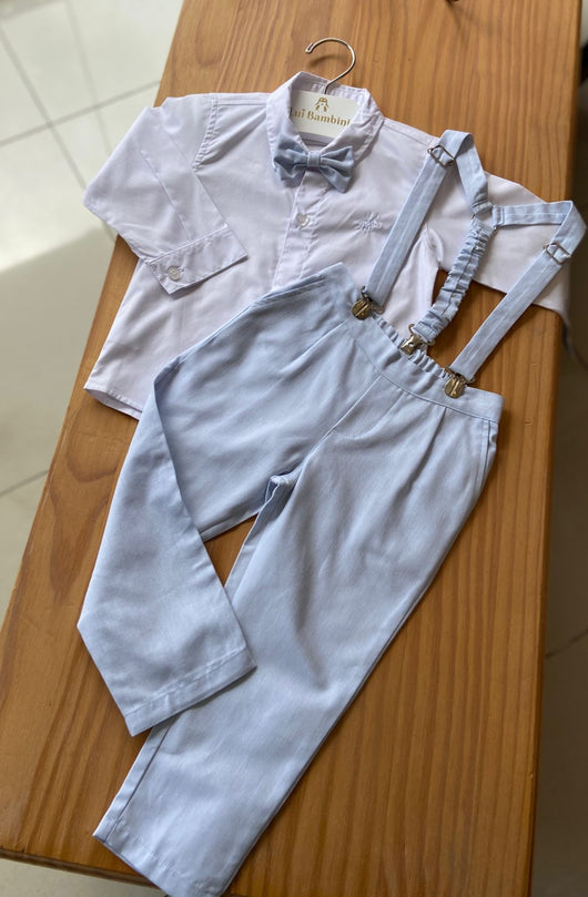 CONJUNTO BATIZADO CAMISA MANGA LONGA GRAVATA SUSPENSÓRIO CALÇA MENINO POLO INFANTI - BATIZADO MENINO - CALÇA MENINO - CAMISA MENINO