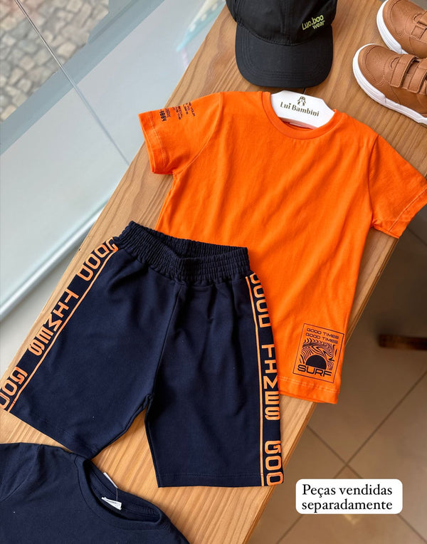 CONJUNTO CAMISETA MANGA CURTA GOOD TIMES SURF COM BERMUDA MOLETINHO MENINO FAKINI