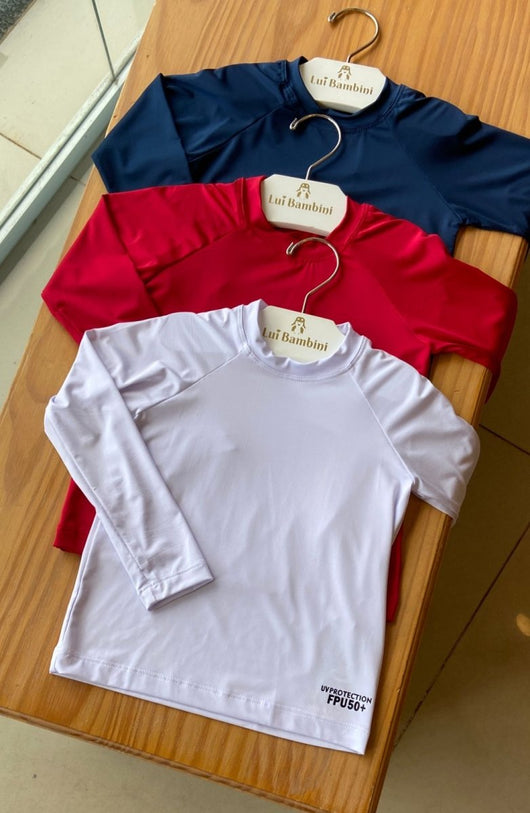 BLUSA MANGA LONGA COM PROTEÇÃO SOLAR LISA UV 50+ UNISSEX LUI BAMBINI - BLUSA MENINA - BLUSA MENINO - CAMISETA MENINO