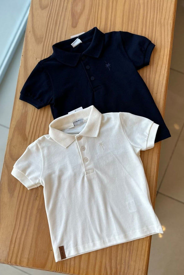 CAMISA MANGA CURTA GOLA POLO EM PIQUET COM COQUEIRO BORDADO MENINO FAKINI - CAMISA MENINO - CAMISETA MENINO - MENINO