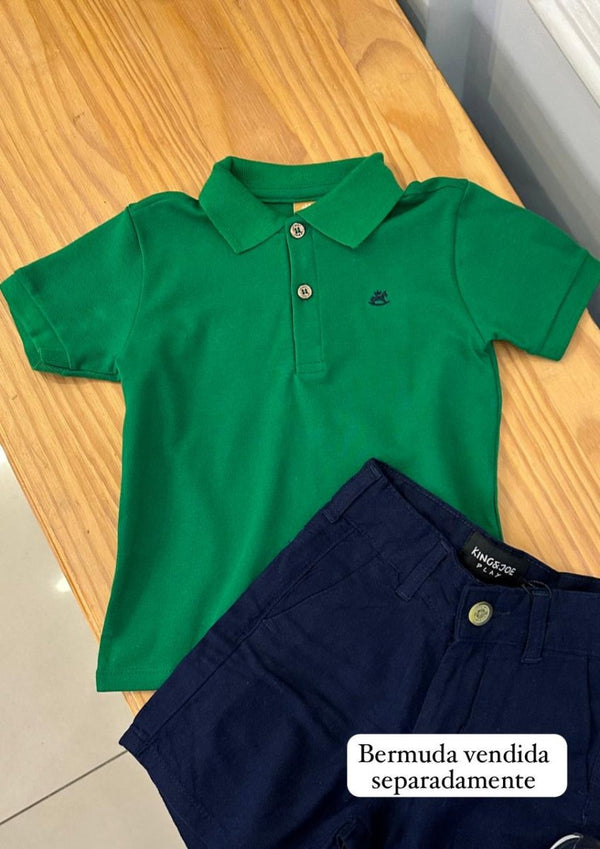 CAMISA POLO MANGA CURTA EM PIQUET COM BORDADO E BOTÕES MENINO UP BABY - CAMISA MENINO - CAMISETA MENINO - MENINO