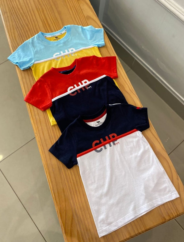 CAMISETA MANGA CURTA GOLA REDONDA DUAL COLOR CHP MENINO CHARPEY - CAMISETA MENINO - MENINO - NATAL MENINO