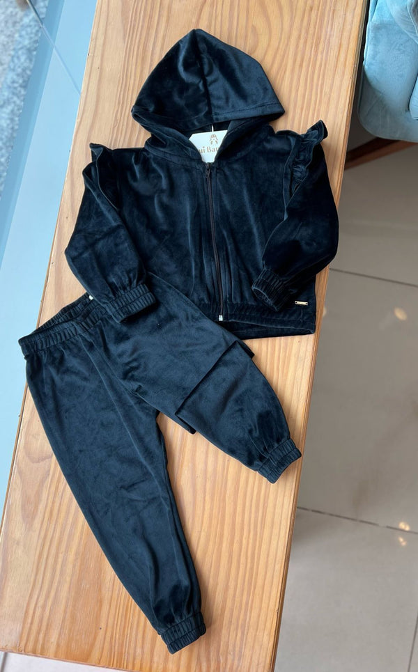 CONJUNTO JAQUETA MANGA LONGA COM CAPUZ E ZÍPER CALÇA LISA MENINA FAKINI