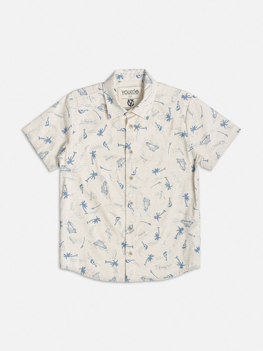 CAMISA MANGA CURTA CARROS E COQUEIROS MENINO YOUCCIE