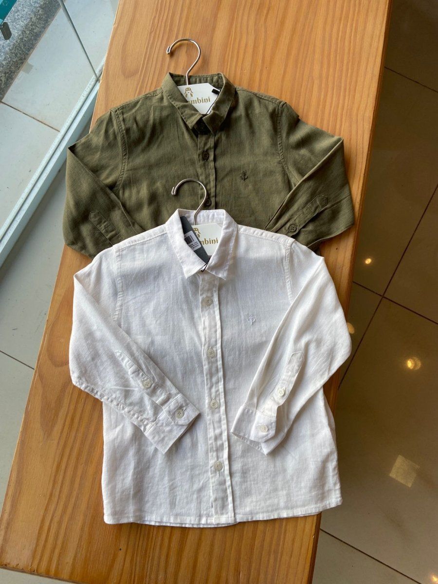 CAMISA SOCIAL MANGA LONGA REVERSÍVEL EM LINHO MENINO KING&JOE