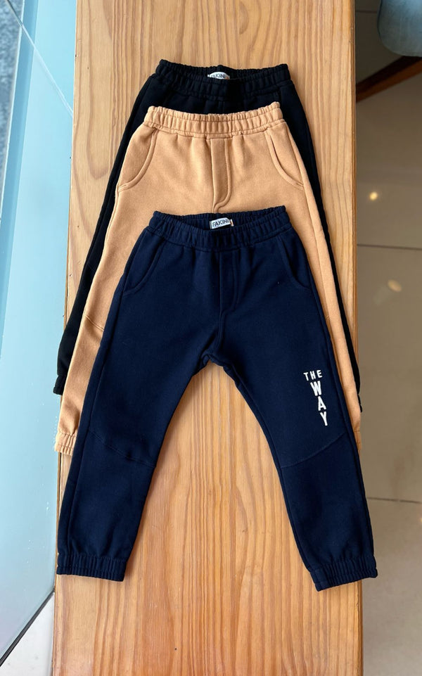 CALÇA EM MOLETOM FLANELADO COM BOLSOS E BORDADO THE WAY MENINO FAKINI