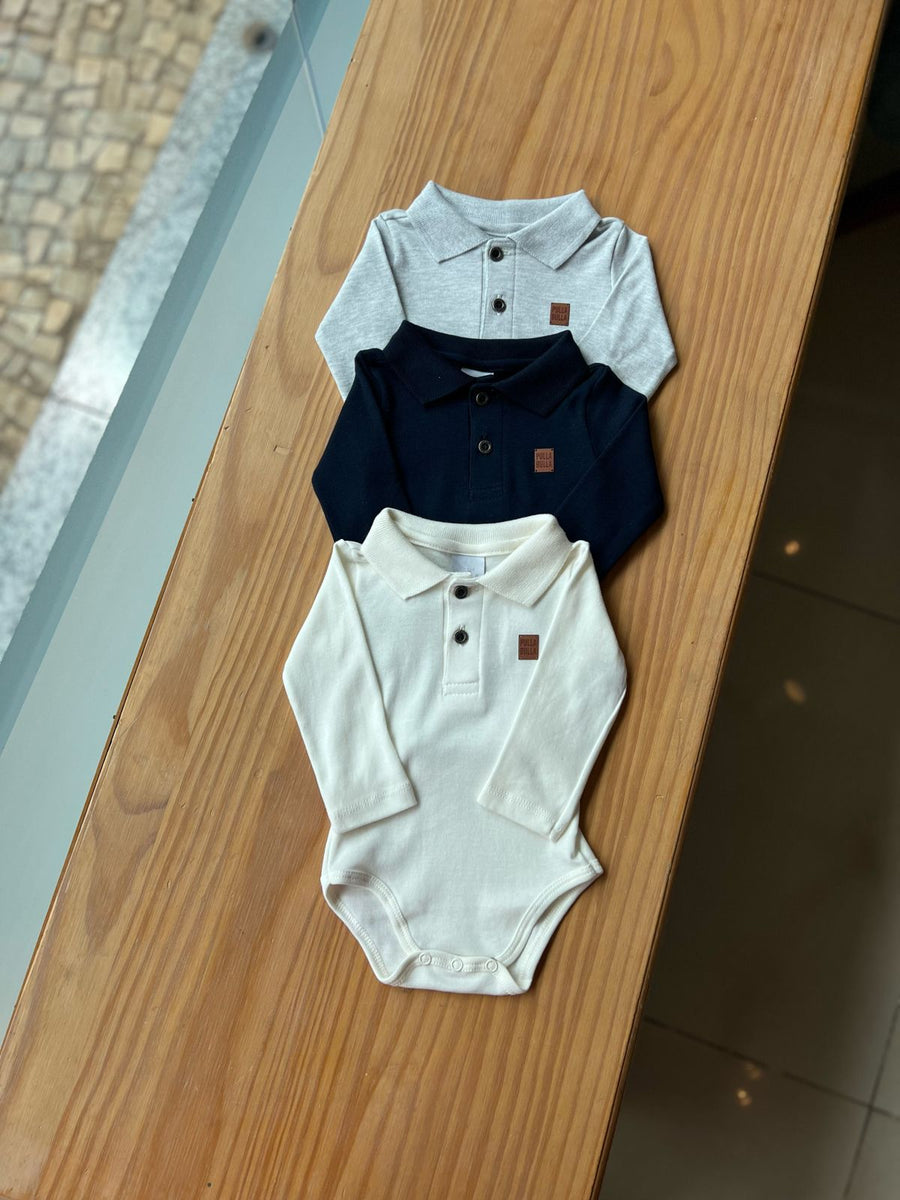 BODY CAMISA MANGA LONGA POLO EM MALHA COM BOTÕES MENINO PULLA BULLA