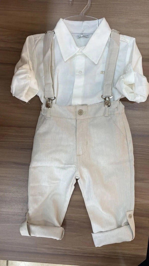 CONJUNTO BODY CAMISA MANGA LONGA CALÇA E SUSPENSÓRIO MENINO BARBARA KIDS