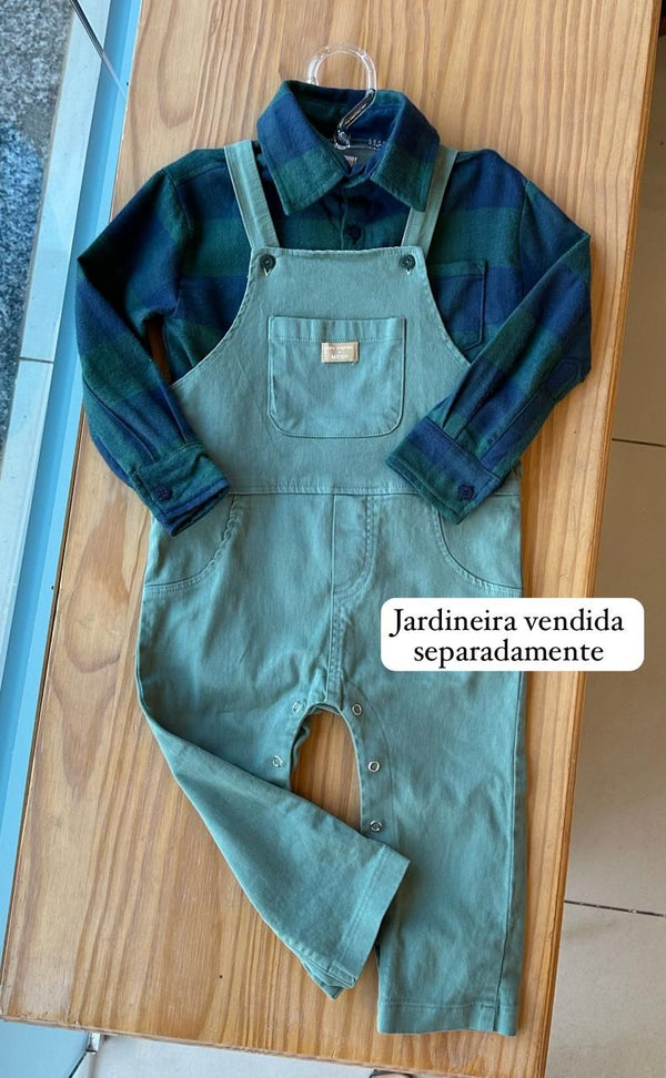 CAMISA MANGA LONGA XADREZ GOLA POLO COM BOLSO E BOTÕES MENINO FAKINI