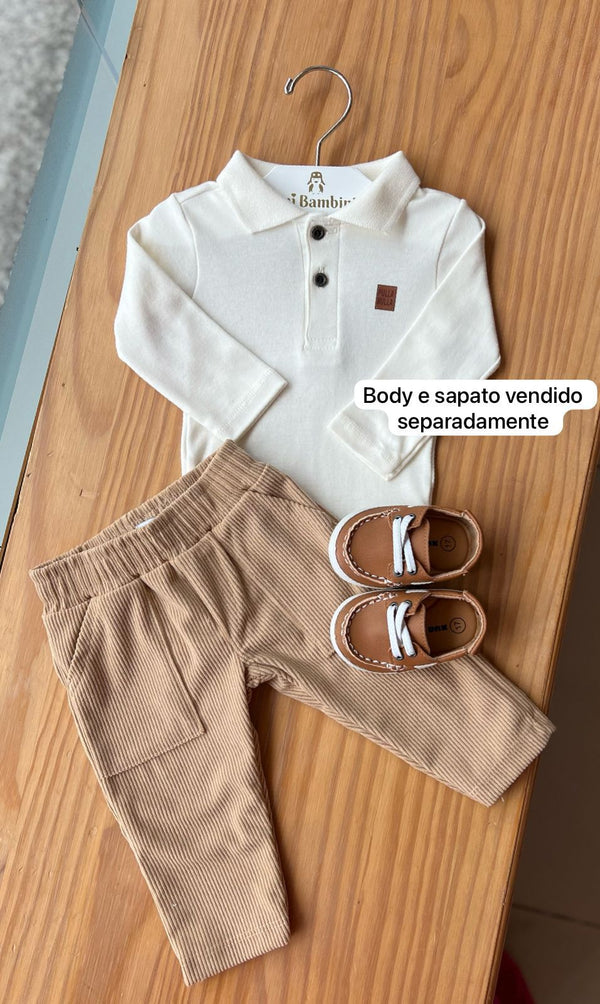 CALÇA EM VELUDO CANELADA COM BOLSO MENINO FAKINI