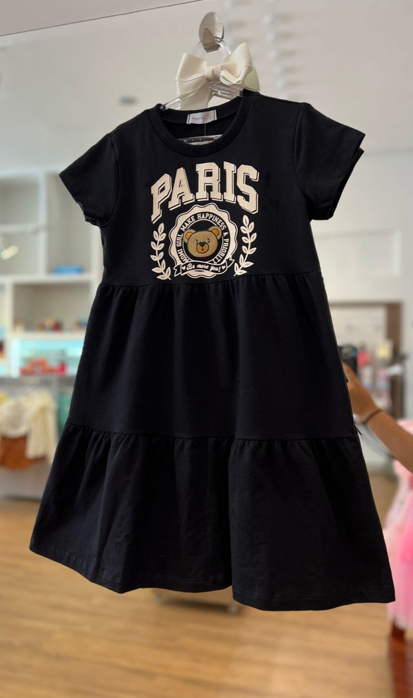 VESTIDO MANGA CURTA URSO PARIS MENINA MOMI