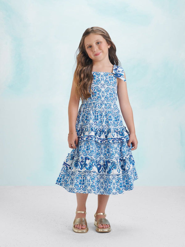 VESTIDO REGATA COM ALÇA BABADOS LAÇOS E FLORES PORTUGUESAS MENINA ANIME