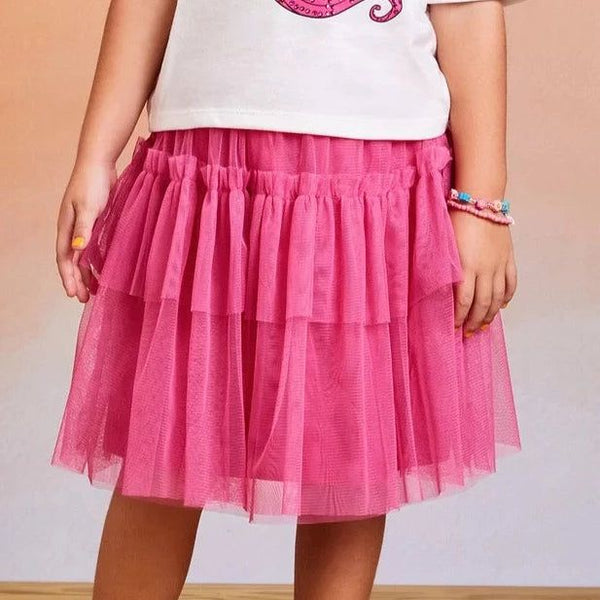 SAIA EM TULE COM BABADOS MENINA MOMI